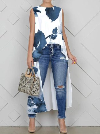 Tanks & Camis | Loose Casual Floral Crew Neck Tank Top - Women